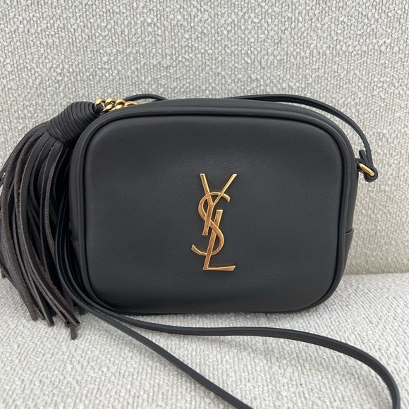 Yves Saint Laurent Coal Gray Leather Pouch Mono- crossbody - Picture 9 of 16